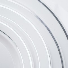 Plastic WHITE with Silver Rim 6″ PLATES Disposable Party Wedding WHOLESALE