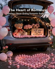 2000 Pieces Pink Artificial Rose Petals with 24 Pink Heart LED Tea Lights, Ro…