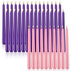 Patelai 40 Pcs Christmas Advent Candle Set Taper 10 inches, Purple Pink