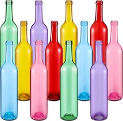 Zhehao 12 Pieces Colored Wine Bottles 750ml Empty Decorative Glass Cute Color