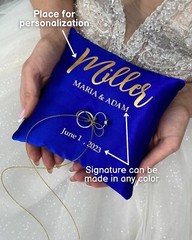 Ring bearer Royal blue wedding, Personalized, Wedding ring pillow Minimalist
