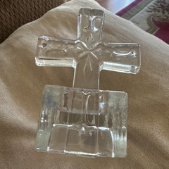 Clear Glass Cross Votive Tea Light Candle Holder With Candle