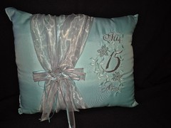 NEW! Quinceanera kneeling pillow Aqua and Silver.
