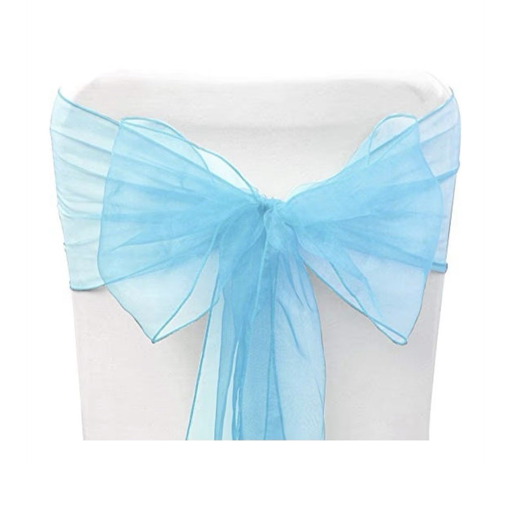 Organza Chair Sashes Blue Reusable Solid/Plain Pack of 10 Wedding
