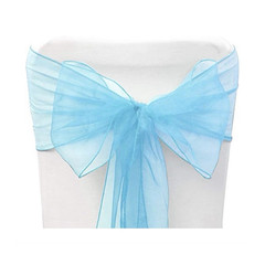Organza Chair Sashes Blue Reusable Solid/Plain Pack of 10 Wedding