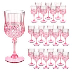 7OZ Plastic Wine Glasses, Disposable Goblets Drinking Glasses Crystal Vintage