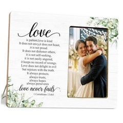 Christian Gifts Picture Frame for Couples Newlyweds, Love is Patient Wedding
