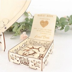 NATURAL 13″ Wooden Heart Drop Top FRAME Wedding Guest Book Sign Set Party Events