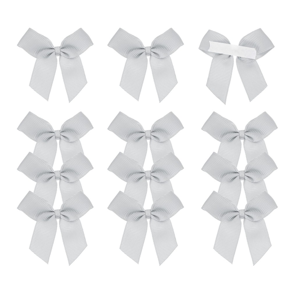12Pcs Mini Grosgrain Ribbon Bow 2″ Self Adhesive Flower Bows Silver