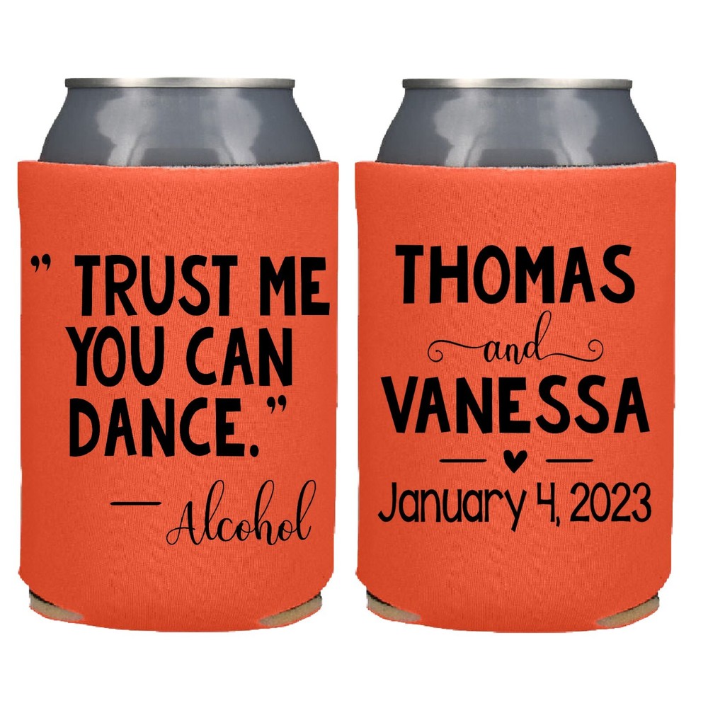 Personalized Funny Wedding Koozie Engagement Party Favor Can Cooler