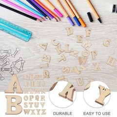 200Pcs Wooden Letter Slices Durable Wood Craft Material for Scrapbooking Beige