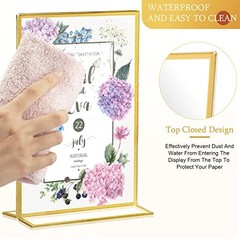 24 Pack Gold Acrylic Sign Holders, Gold Picture Frame, 4 x 6 Inch Vertical