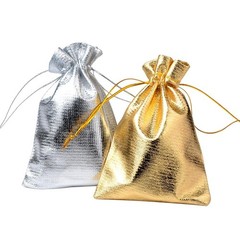 50pcs Adjustable Fabric Jewelry Bags Gold Drawstring Pouches for Wedding Storage