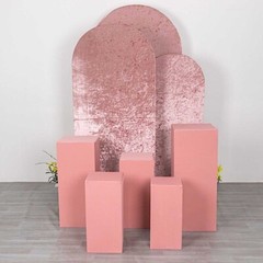 5 DUSTY ROSE Fitted Spandex Rectangular Display STAND COVERS Set Decorations