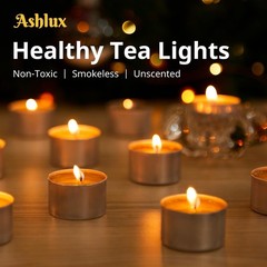 Ashlux Unscented Palm Tea Lights Candles 100 Pack Bulk, 8 to 100 Pack, White