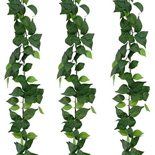 3Pcs Artificial Greenery Ivy Vines Kit, 6FT Odorless Silk Ivy Garland, Green2