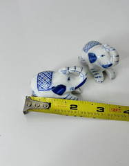 Vtg Blue White Porcelain Elephant Salt Pepper Shakers 2″ x 1.5″