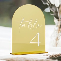 Hoodo Gold Mirror Acrylic Wedding Table Numbers 1-25 Stands 5X7 Arched Acrylic