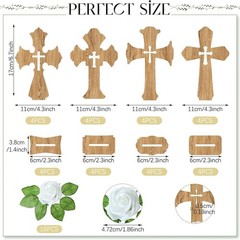 16 Sets Wooden Crosses for Crafts Baptism Centerpieces for Tables Standing Wo…