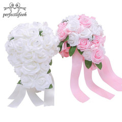PE Foam Flower Artificial Water Drop Shaped Turquoise Royal Blue Bridal Bouquets