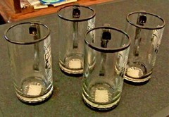 4 pc Team Groom handled clear glass tankard set Best Man Groomsman mugs