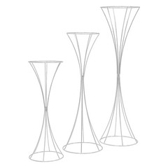 3-Pc Silver Electroplated Iron Hourglass Flower Stand Set Modern Centerpiece