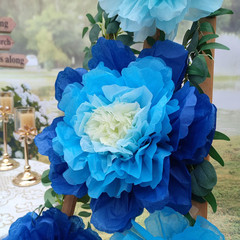 Blue Navy Tissue Paper Flower for Floral Wall DIY Party Backdrop Wedding (20“-14