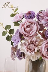 Artificial Flowers Combo Flowers Mix Silk Flowers Dahlia Roses with Purple