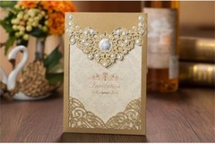 Gold Business Party Wedding Invitation Day Invite Card Laser Cut Personalised