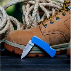 POCKET KNIFE Small Blue 3-1/2″ Lockback Smooth Handle Engravable Wedding Gift