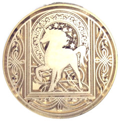 Unicorn Silhouette in Intricate Frame, deluxe 1.2″ diameter Wax Seal Stamp Head