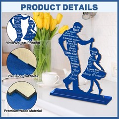 Fathers Day Table Decorations, 4 Pcs Happy Father Wooden Table…