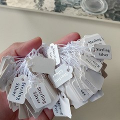 Bulk Lot Paper Tag Label Tag String Sterling Silver