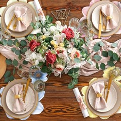 96 Pcs Disposable Floral Paper Placemats and Coasters Set Floral Table Place