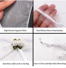 Rose Sheer Organza Gift Bags 50Pcs 4X4” White Wedding Favor Favors Gift Bags