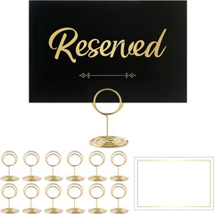 12 Pack- Gold Foil Reserved Signs for Wedding and Restaurant Tables with Stand a