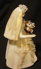 Vintage Unique Faux Pearl Embellishment Bride Groom Lefton Wedding Cake Topper