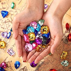 100 Pieces Toy Gems Pirate Treasure Jewels Fake Acrylic Gems Multicolor Bling Di