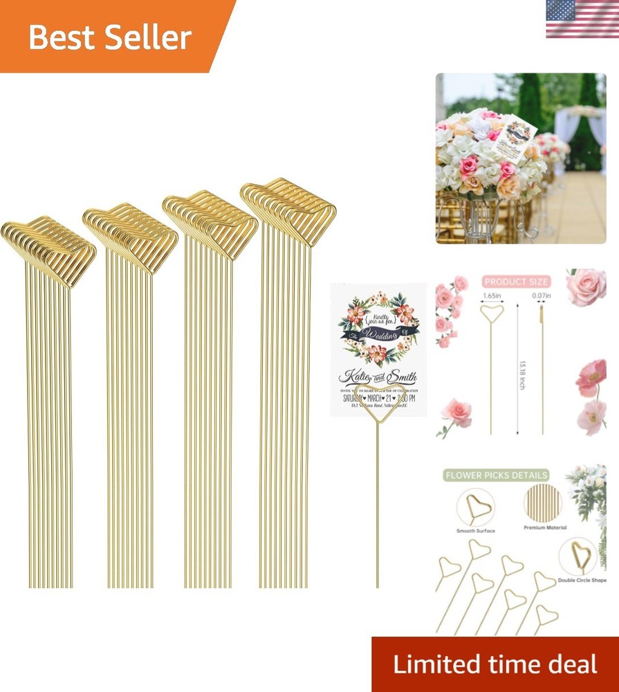 40 Packs Floral Card Holder Picks – Metal Gift Card Holder Sticks for Bouquet…