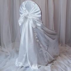 50 WHITE SATIN UNIVERSAL CHAIR COVERS for Wedding Reception Party Decorations