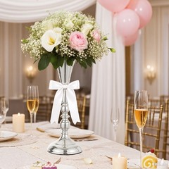 2/4/10Pcs Tabletop Vase Metal Wedding Flower Trumpet Vase Decorative Centerpiece