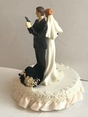 I’ve Got Your Back Western Wedding Cake Top, Ivory with Black Cowboy Hat