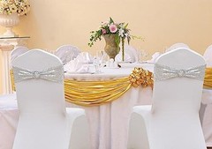 Pack Sequin Chair Sashes for Wedding Decor, Glitter Chair Sash Bands 50 Silver