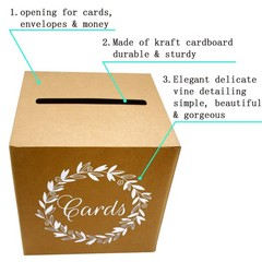 KALEFO Kraft Card Box Wedding Favors 8 inches x 8 x 8 inches, Brown