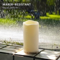 Large Outdoor Waterproof Flameless Candles with H04# Ivory 2pack Waterproof