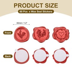 3 Styles Wax Seal Stickers, 60 Pack Embossed Adhesive Sticker, Gold Red