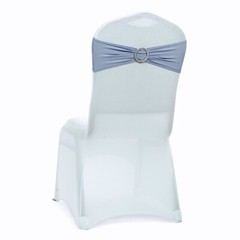 100 Dusty Blue Spandex Stretch Chair Sashes Bow with Slider Buckle Wedding Decor