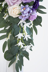 Lilac Wedding Arch Flowers Kit with 26Ft White Draping Fabric for DIY Decor