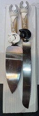 Studio His & Hers Western Wedding Cake Serving Set Cowboy Hats Horseshoes 2Pc