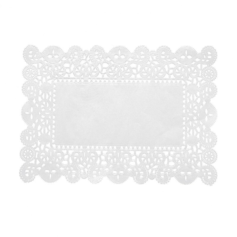 100 White Rectangular Lace Paper Doilies Placemats Wedding Party Decorations